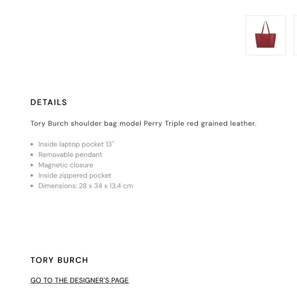 Tory Burch Triple Compartment Zippered Laptop Tote Bag Fits up to a 16" Laptop - Picture 6 of 8